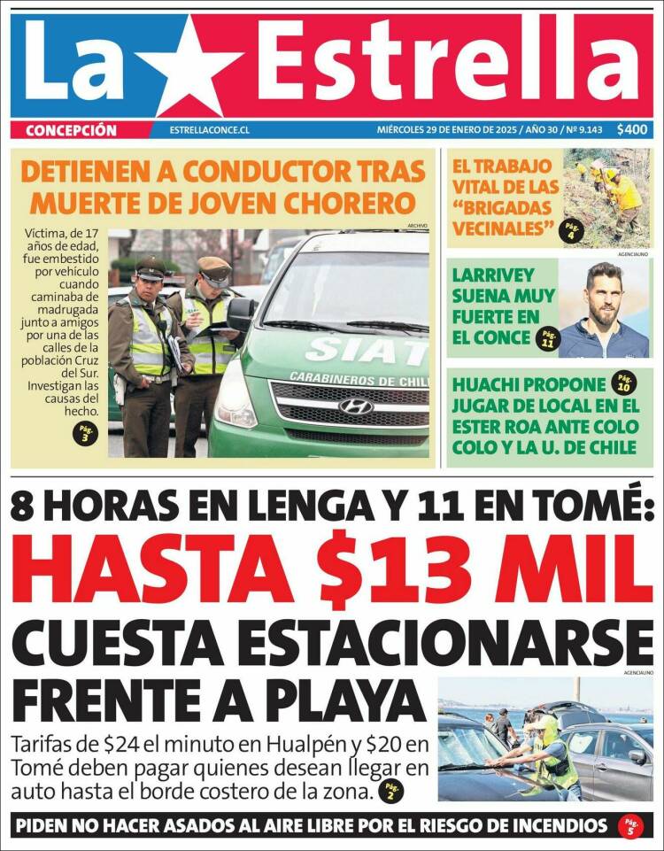 Portada de La Estrella de Concepción (Chile)