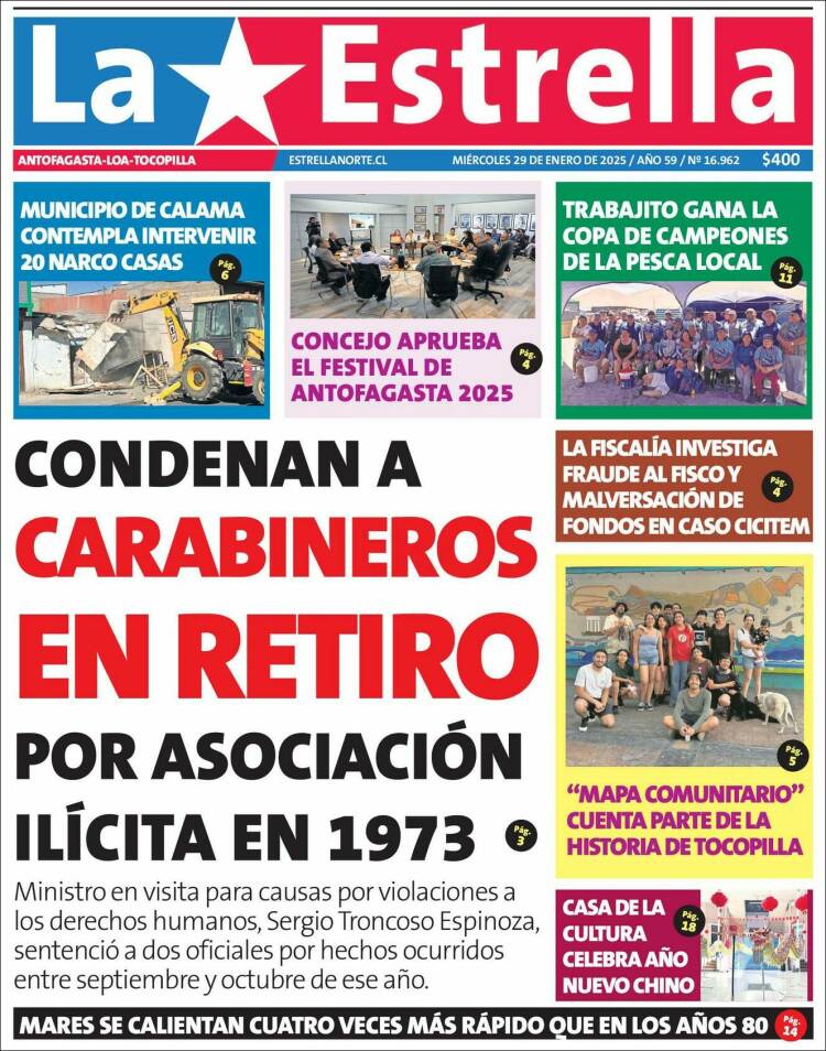 Portada de La Estrella de Loa (Chile)