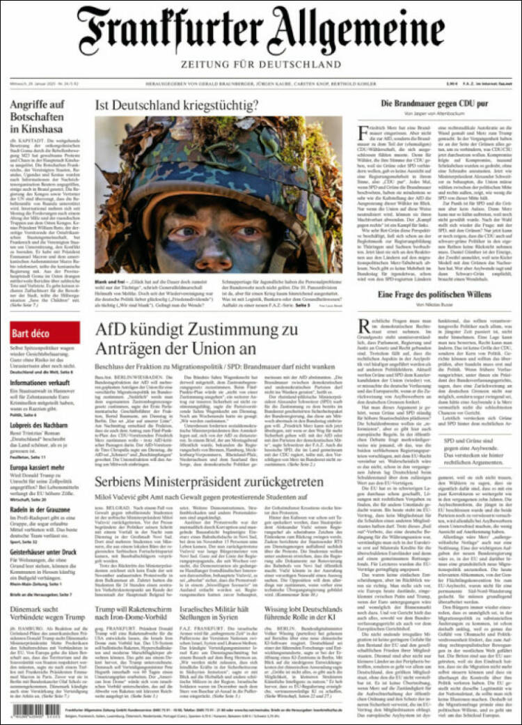 Portada de Frankfurter Allgemeine (Alemania)