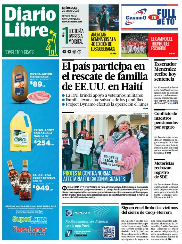Portada de Diario Libre (R. Dominicana)