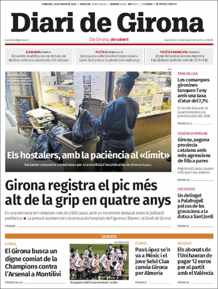 Portada de Diari de Girona (España)