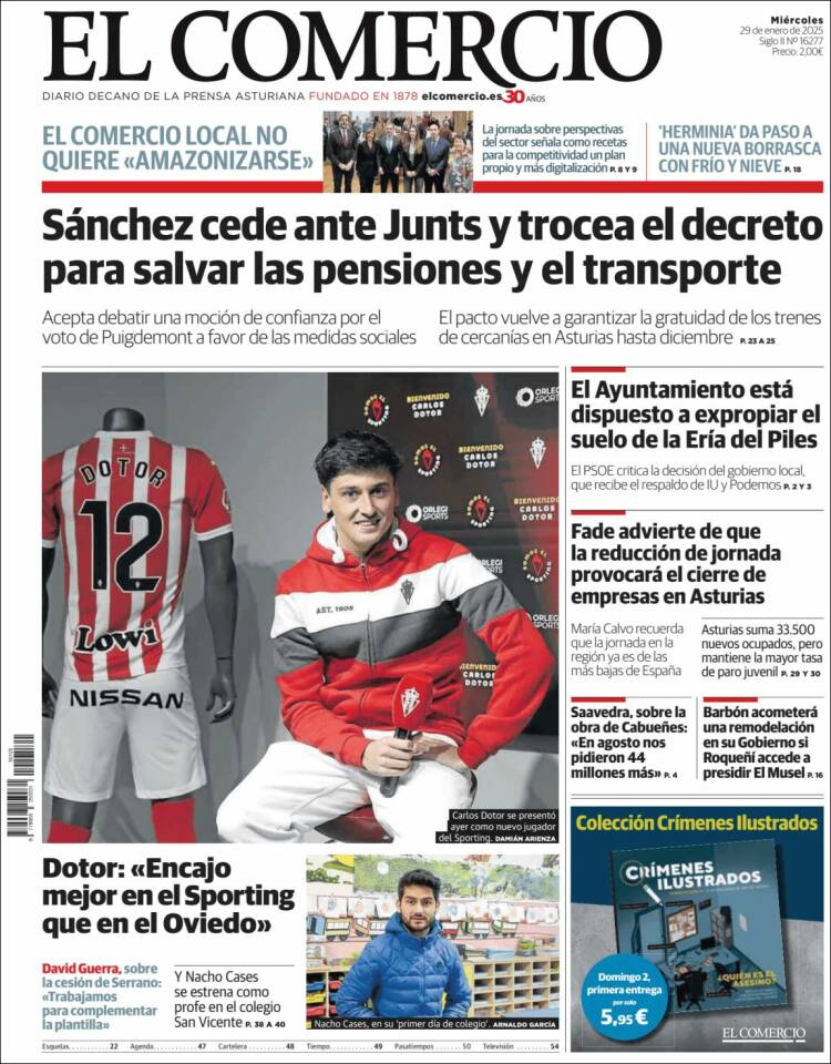 Portada de El Comercio - Gijón (España)