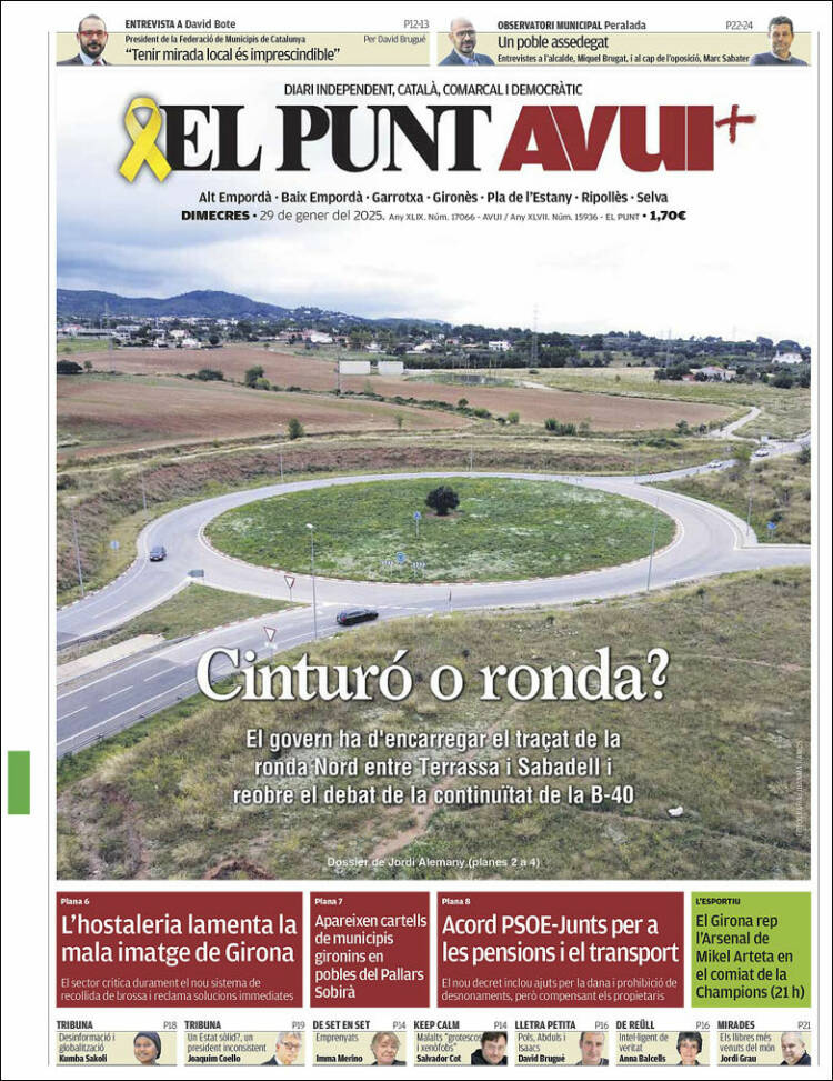 Portada de El Punt Avui - Girona (España)