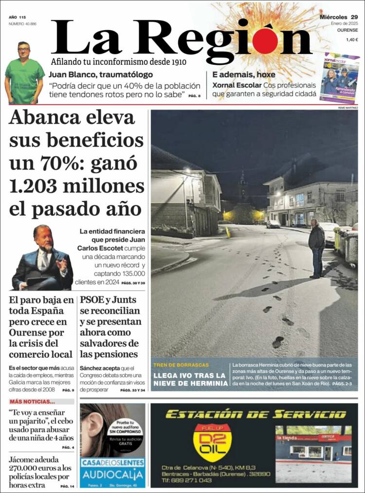 Portada de La Región de Ourense (España)