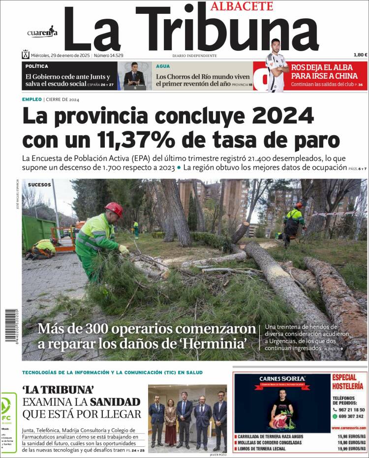 Portada de La Tribuna de Albacete (España)