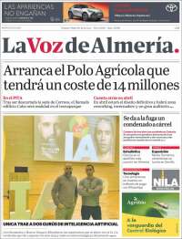 Portada de La Voz de Almería (España)
