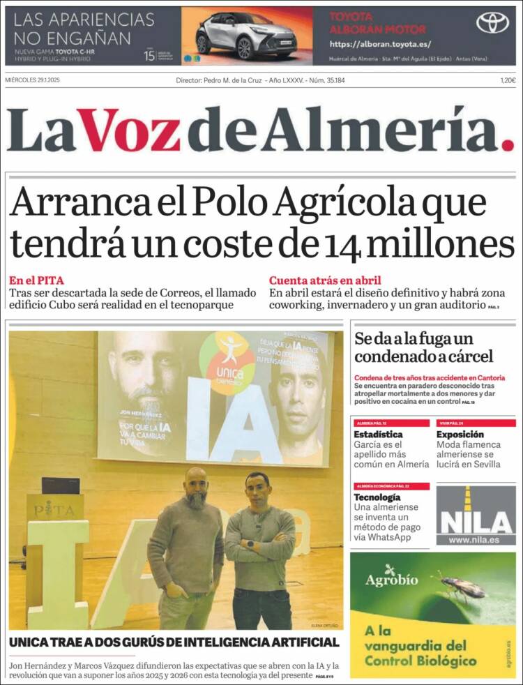 Portada de La Voz de Almería (España)
