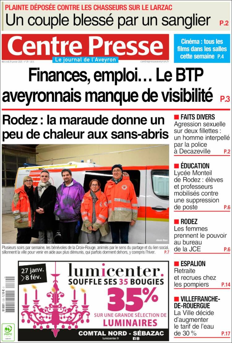 Portada de Centre Presse (Francia)