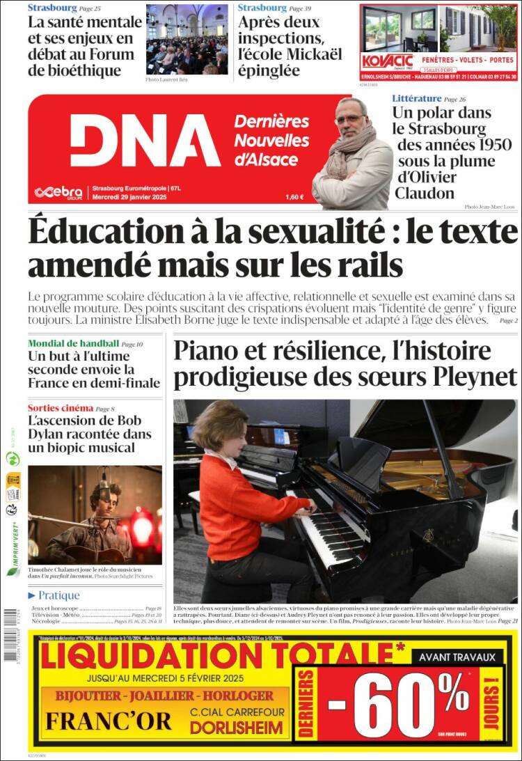 Portada de Les Dernières Nouvelles d'Alsace (Francia)