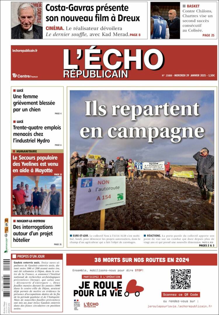 Portada de L'Echo Républicain (Francia)