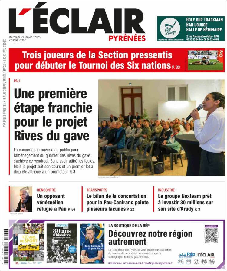 Portada de L'Eclair des Pyrénées (Francia)
