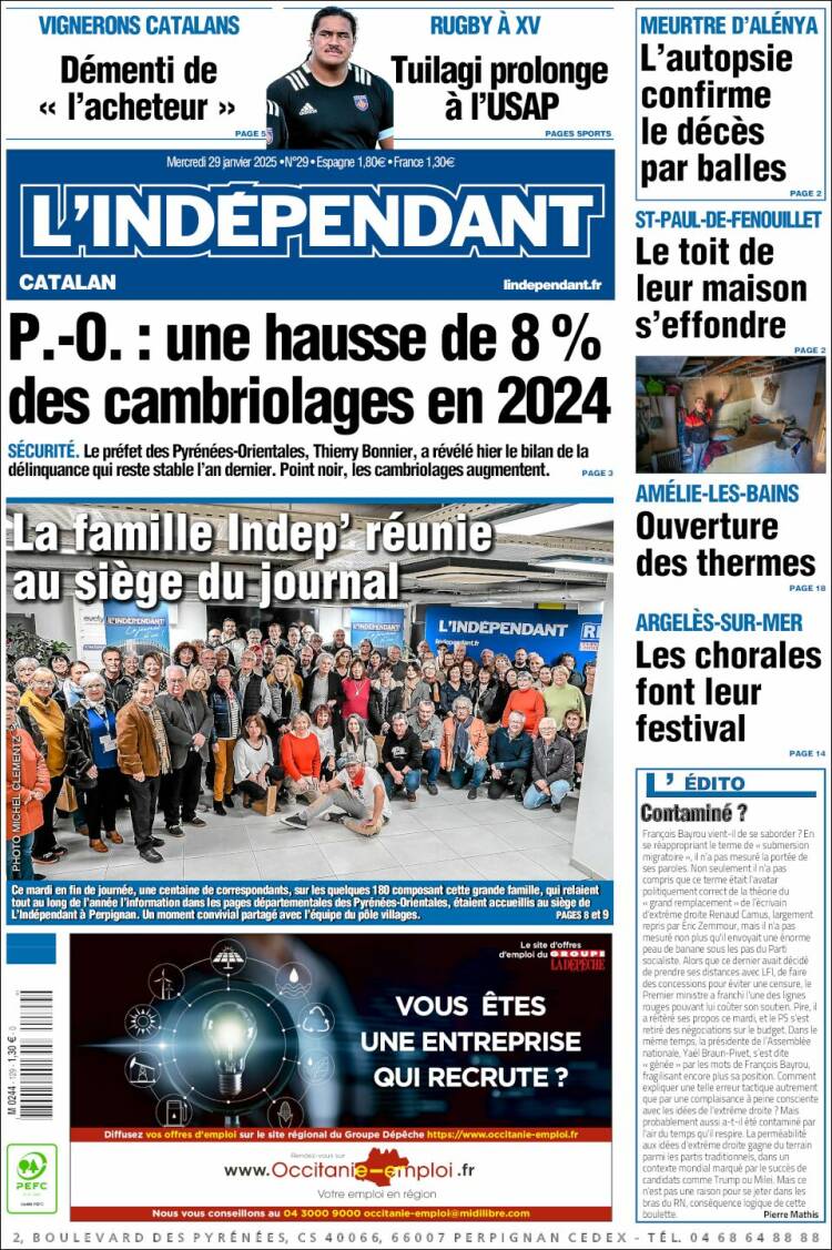 Portada de Le Indépendant (Francia)