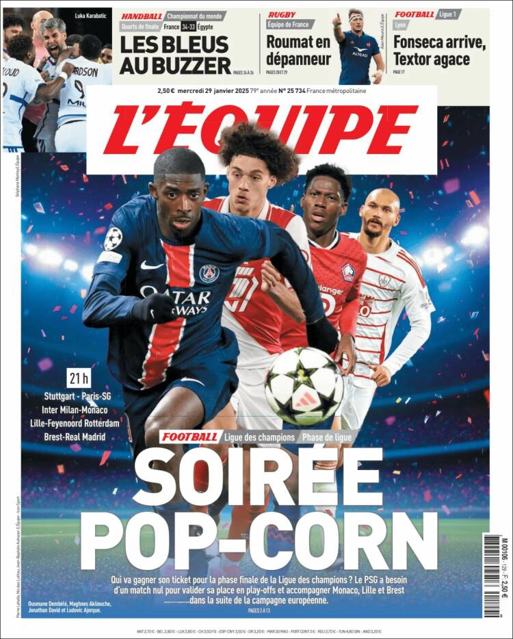 Portada de L'Equipe (Francia)