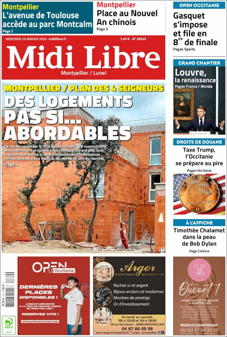 Portada de Midi Libre (Francia)