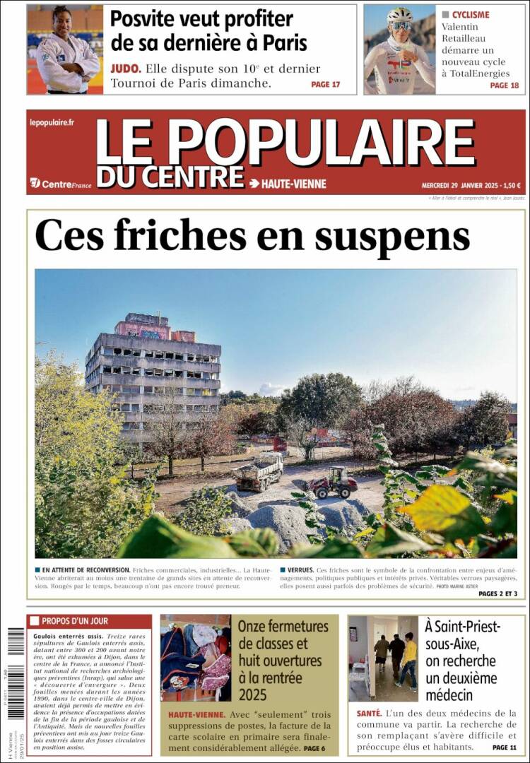 Portada de Le Populaire du Centre (Francia)