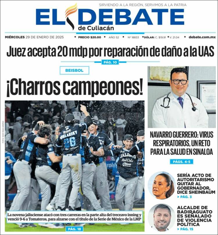 Portada de El Debate de Culiacán (Mexique)