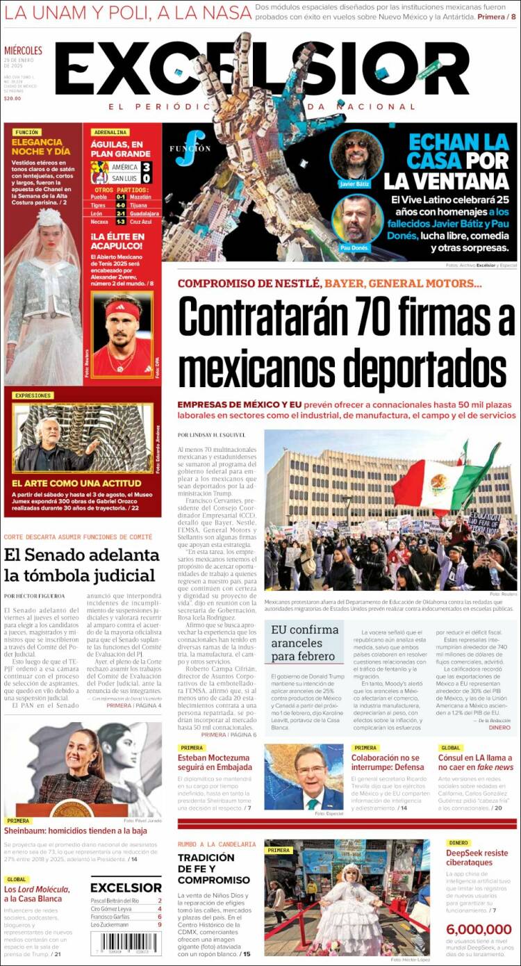 Portada de Excelsior (M&eacute;xico)