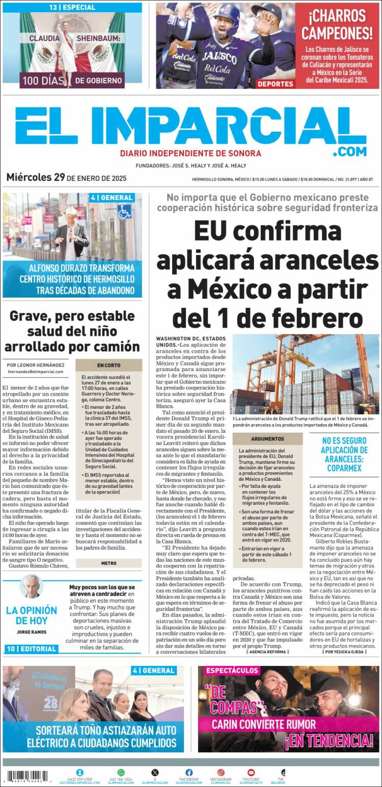 Portada de El Imparcial (M&eacute;xico)