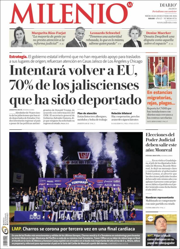 Portada de Milenio - Jalisco (M&eacute;xico)