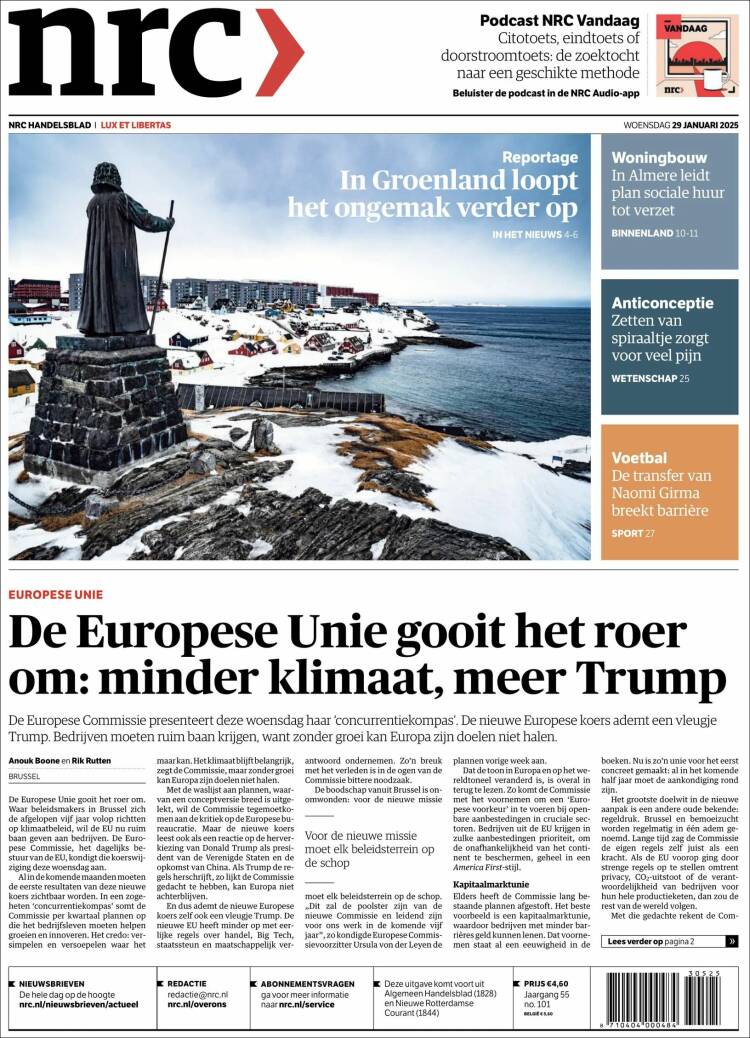 Portada de NRC Handelsblad (Pa&iacute;ses Bajos)
