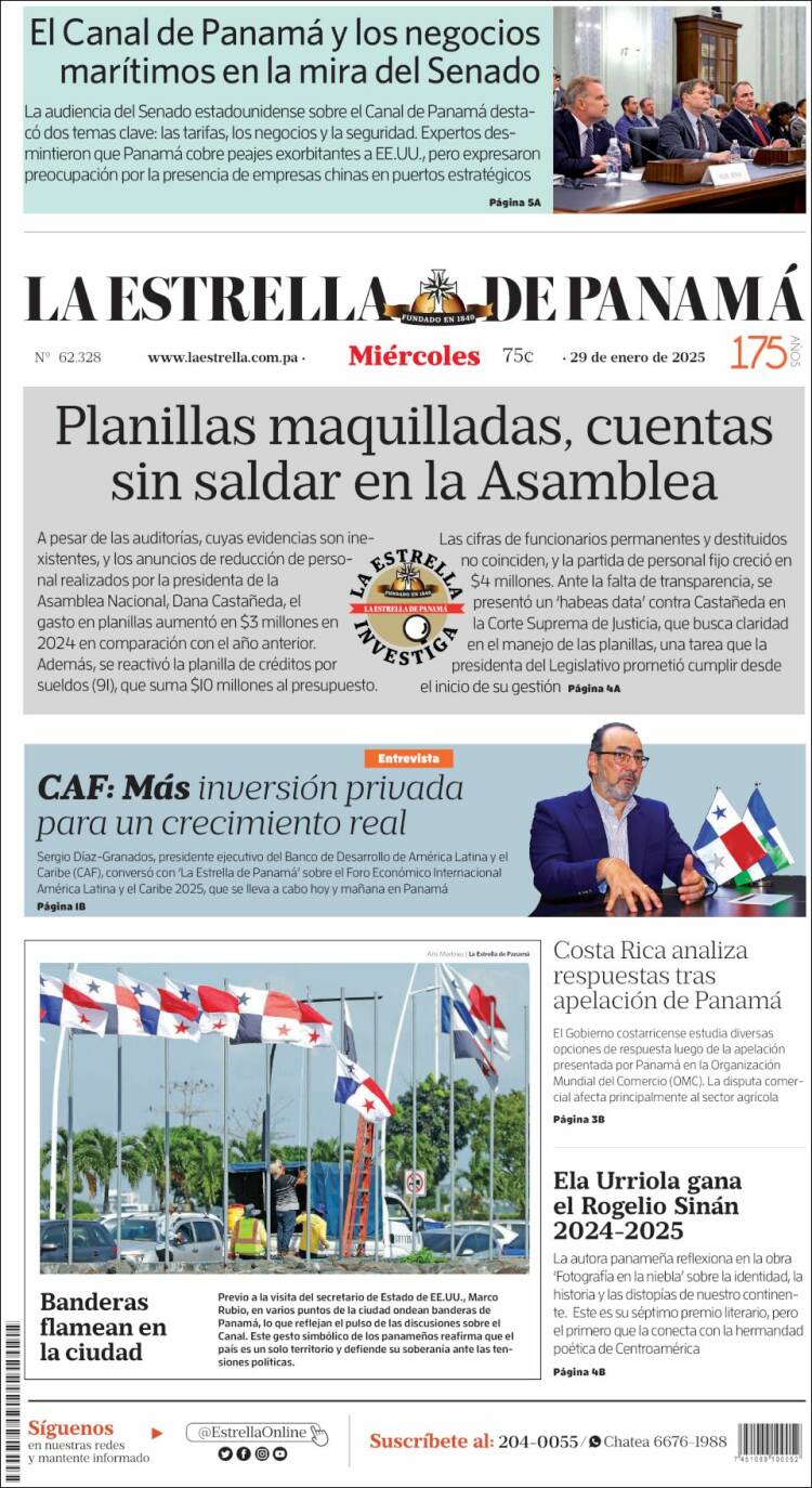 Portada de La Estrella de Panamá (Panam&aacute;)