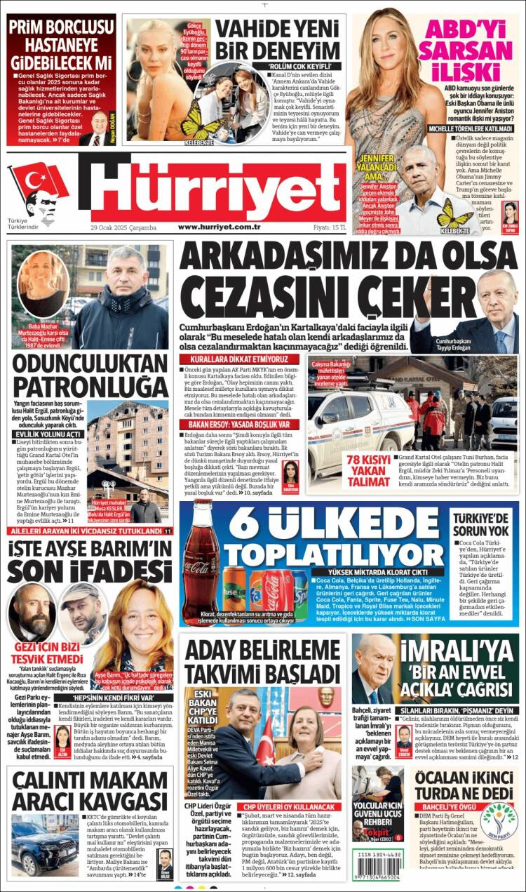 Portada de Hürriyet (Turqu&iacute;a)