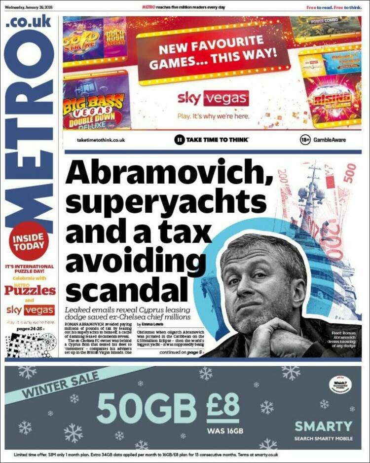 Portada de Metro (Reino Unido)