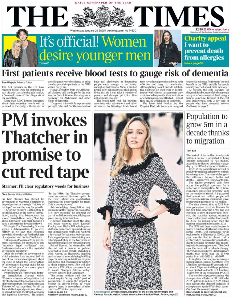 Portada de The Times (Reino Unido)