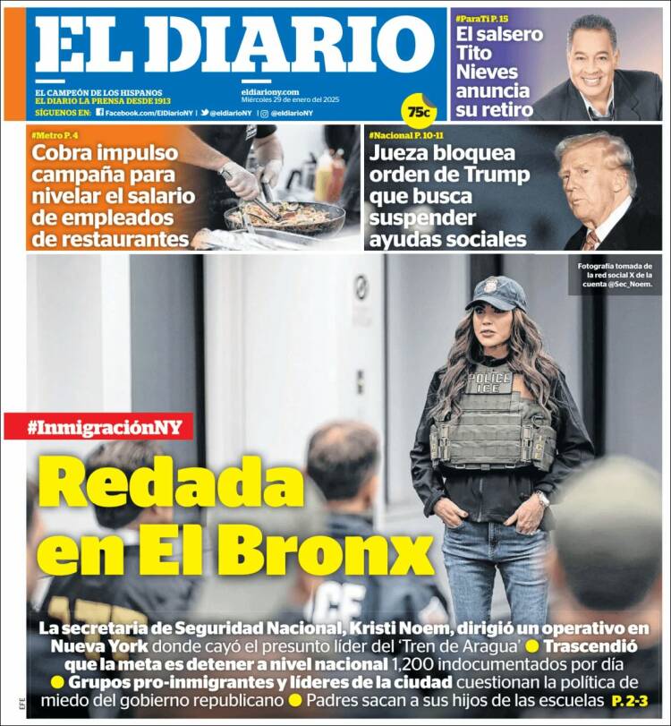 Portada de El Diario NY (USA)