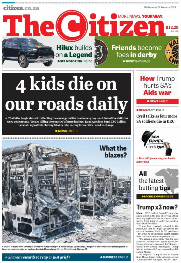 Portada de The Citizen (Sud&aacute;frica)