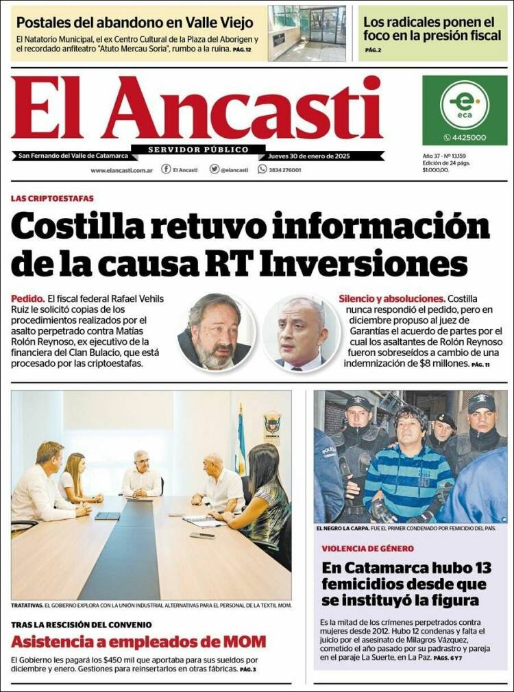 Portada de El Ancasti (Argentina)
