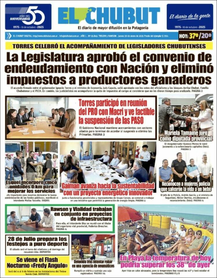 Portada de El Chubut (Argentina)