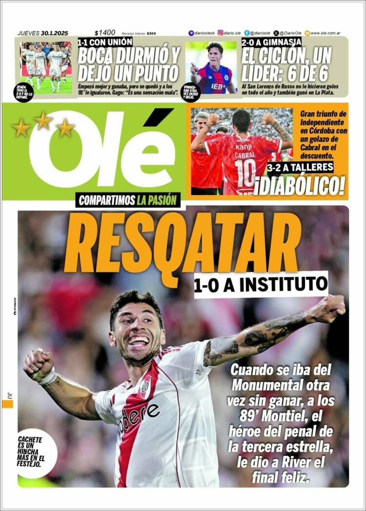 Portada de Olé (Argentina)