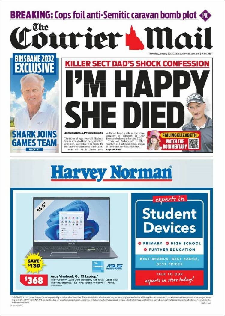 Portada de The Courier-Mail (Australia)