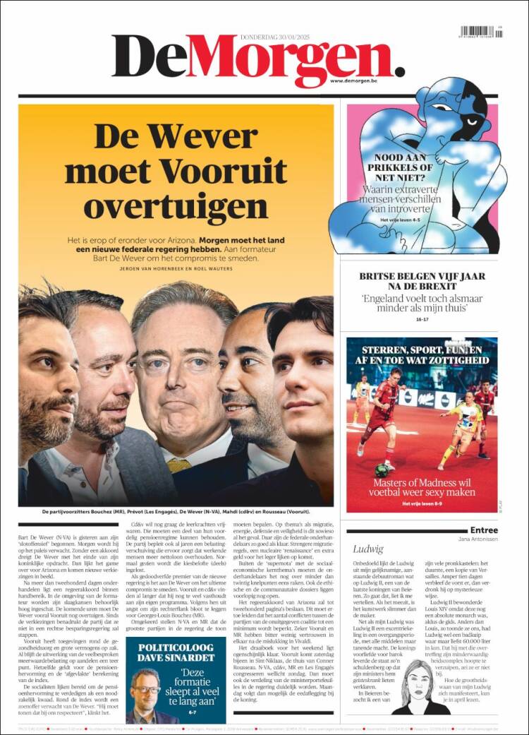 Portada de De Morgen (B&eacute;lgica)