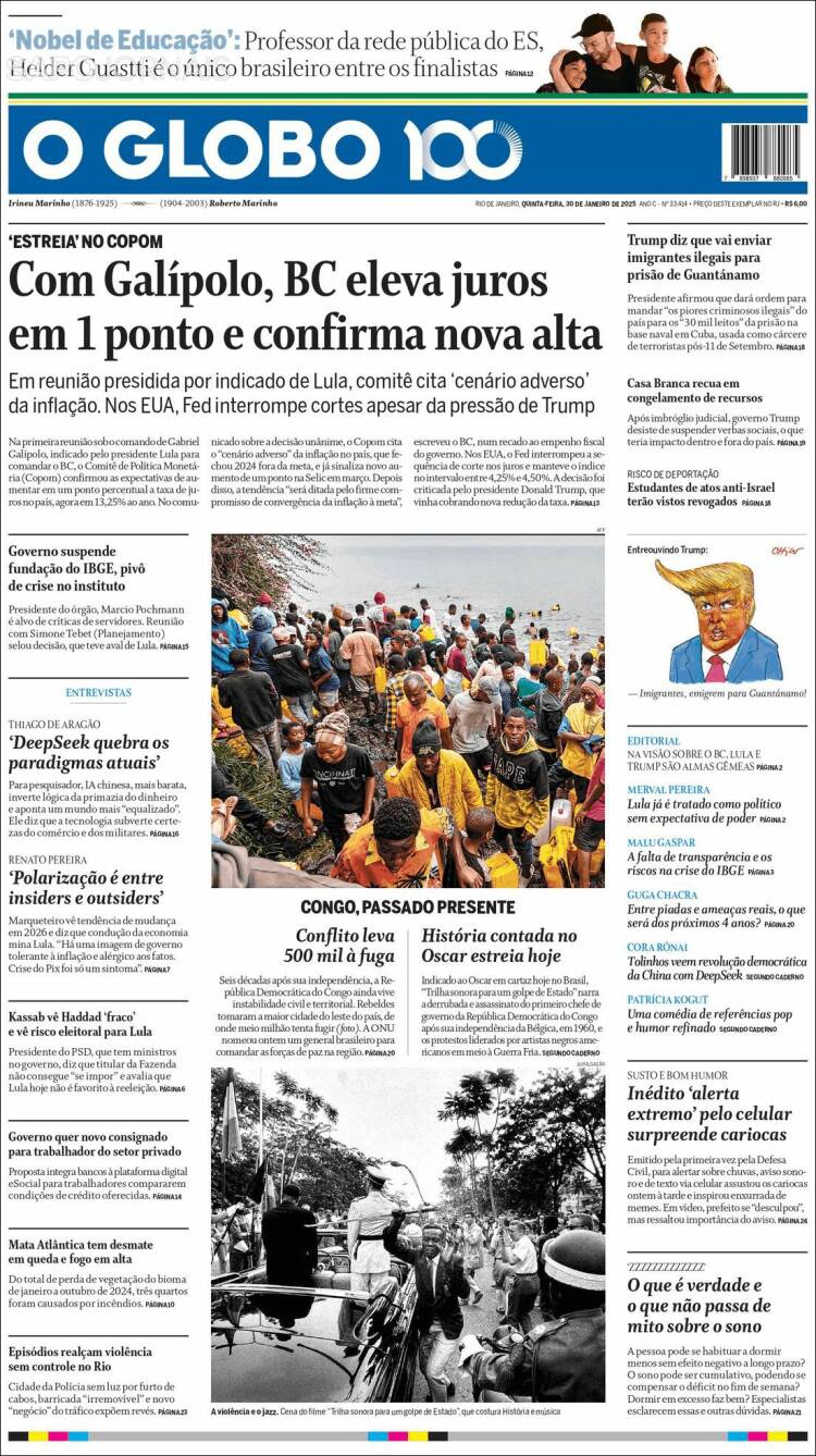 Portada de O Globo (Brasil)