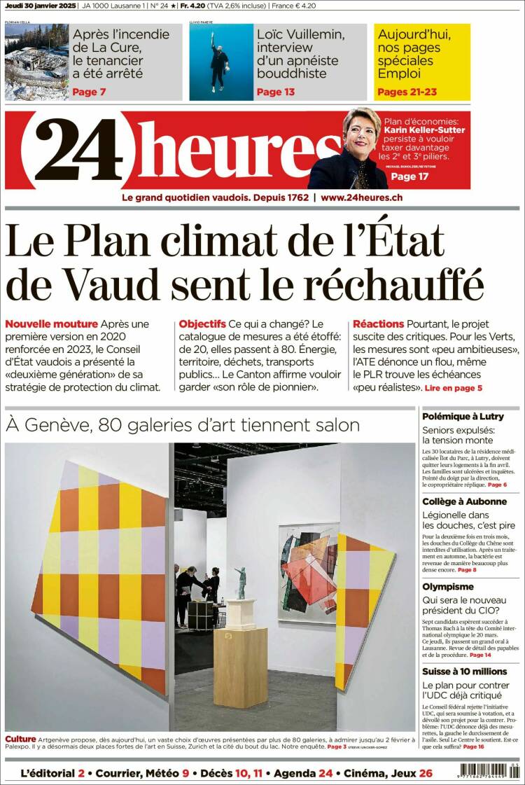 Portada de 24 Heures (Suiza)