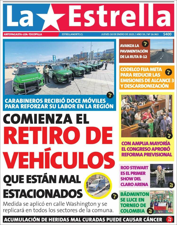 Portada de La Estrella de Loa (Chile)