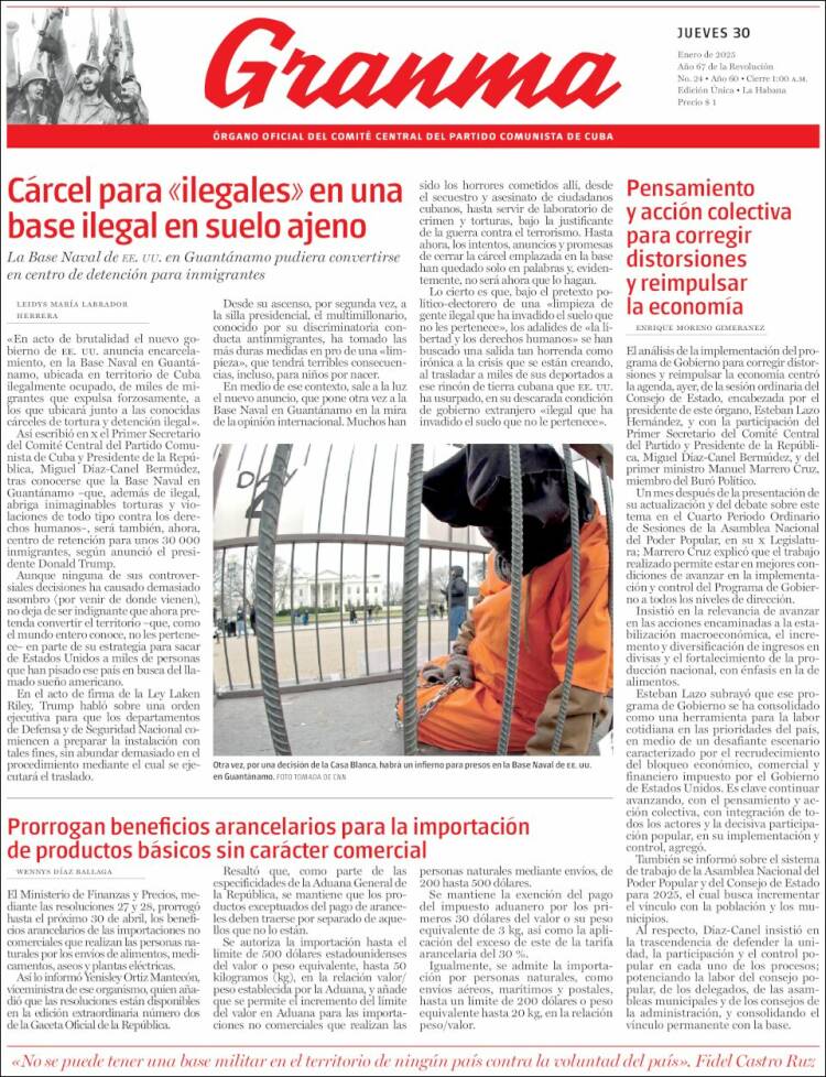 Portada de Granma (Cuba)