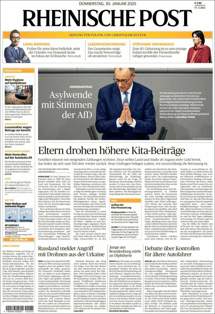 Portada de Rheinische Post (Alemania)