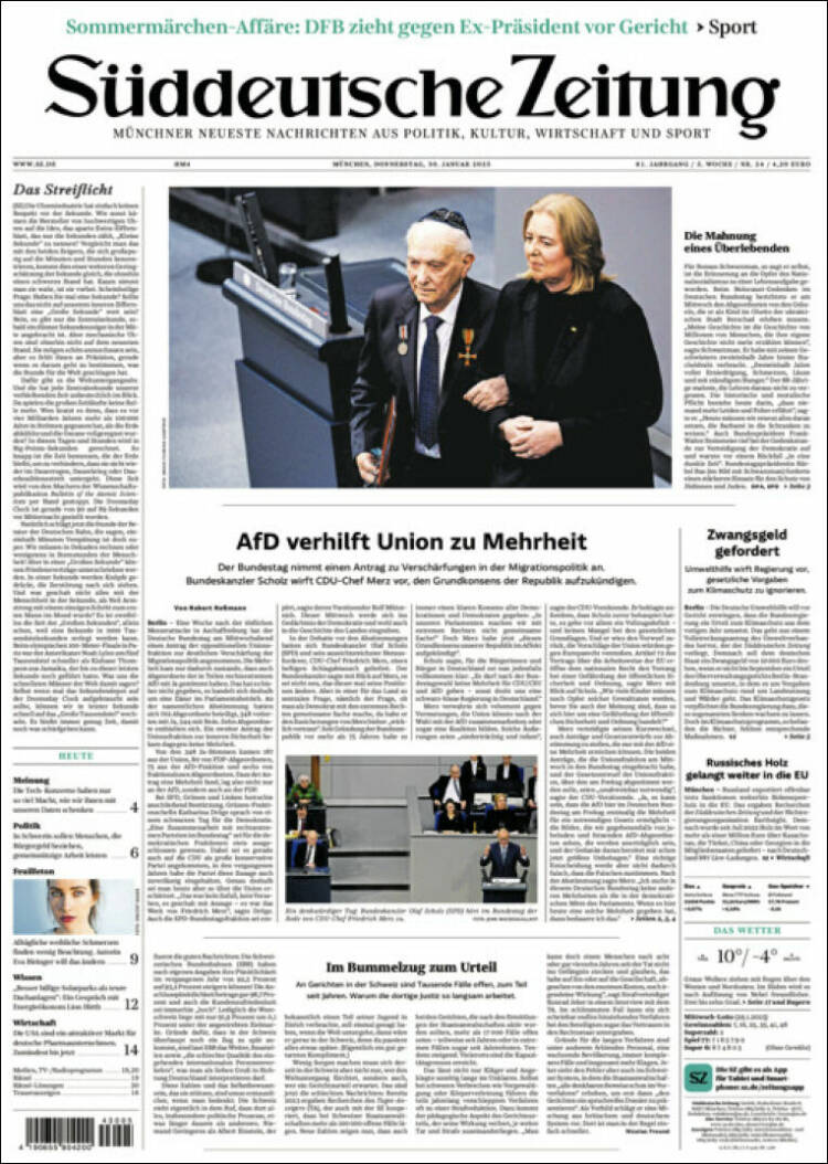 Portada de Sueddeutsche (Alemania)