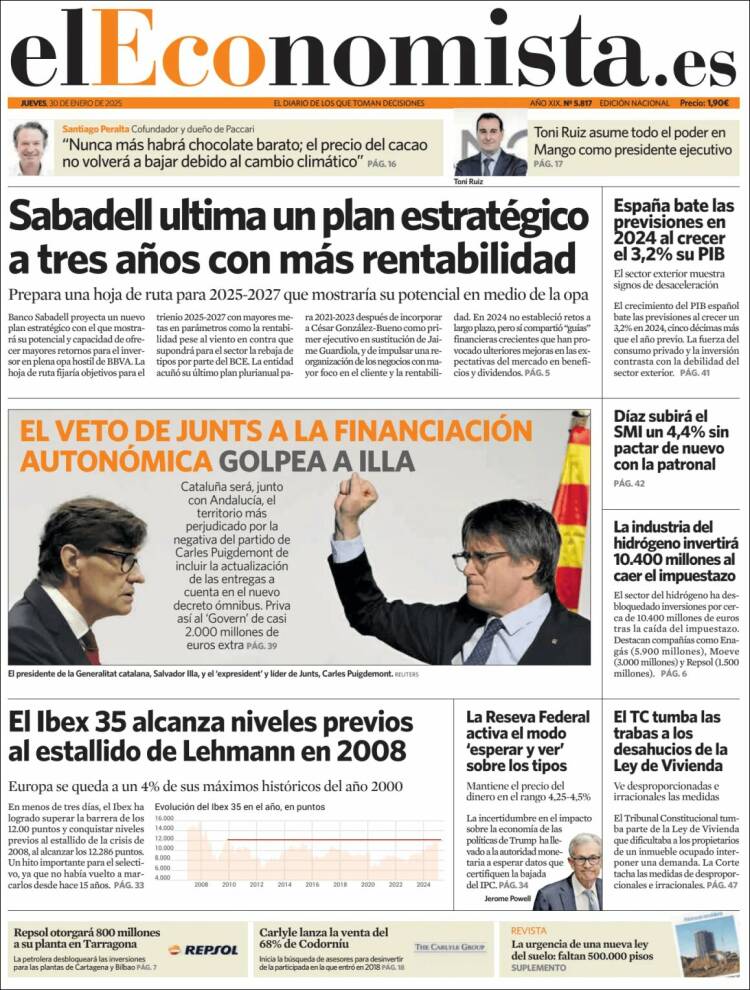 Portada de El Economista (Espa&ntilde;a)