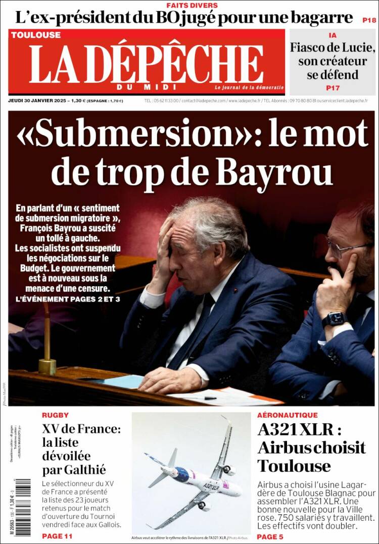 Portada de La Dépêche du Midi (France)