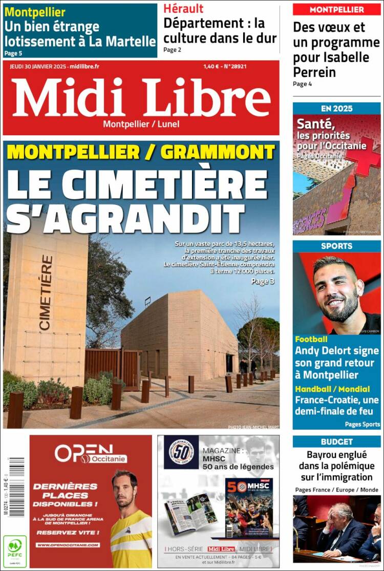 Portada de Midi Libre (Francia)