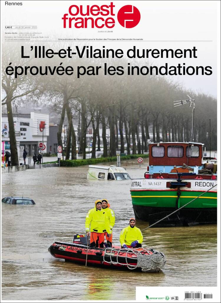 Portada de Ouest France (Francia)