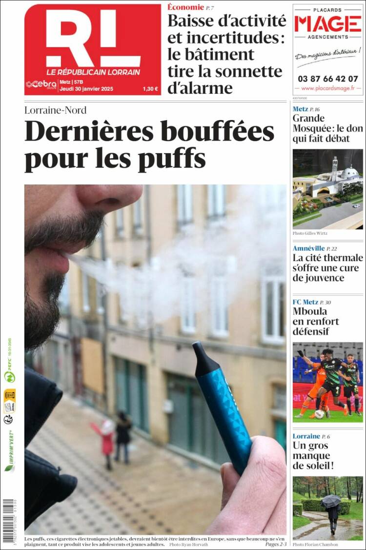 Portada de Le Republicain Lorrain (Francia)