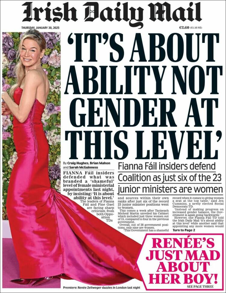 Portada de Irish Daily Mail (Irlanda)