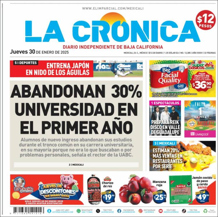 Portada de La Crónica de Baja California (M&eacute;xico)