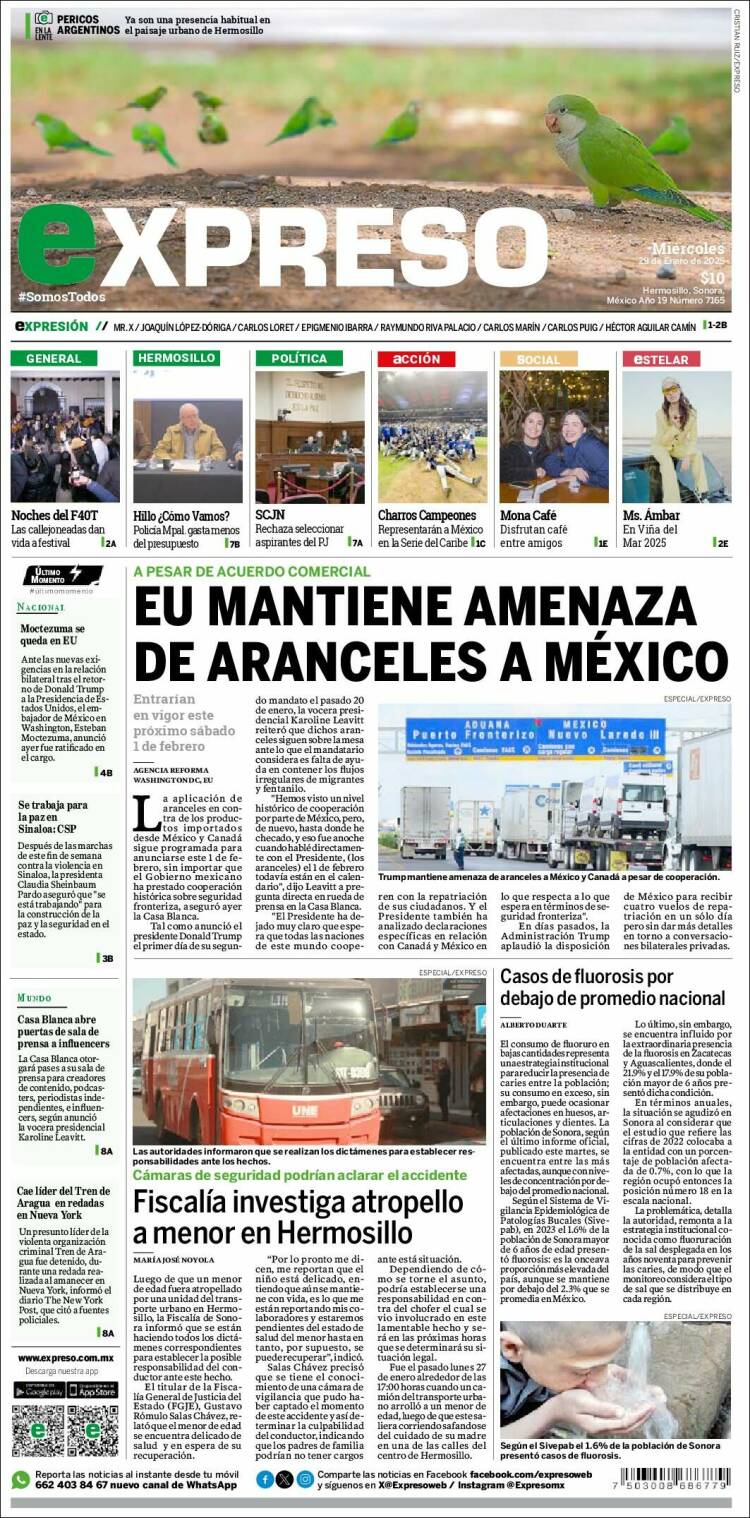 Portada de Expreso (M&eacute;xico)