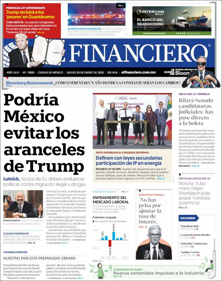 Portada de El Financiero (M&eacute;xico)